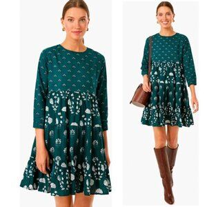 Ro’s Garden Green Floral Renee Indira Tiered Dress XS NWT Long Sleeve